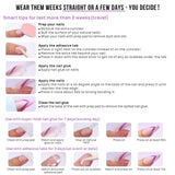 BTArtbox Press On Nails, Short Coffin French Tip Nails, 32 Pcs Full Kit