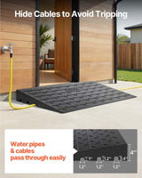 VEVOR Rubber Threshold Ramp for Doorway 4" Rise, 3 Channels Cord Cover Curb Ramp, Angled Entry Rated 2200 Lbs Load Capacity Rubber Ramp for Wheelchair and Scooter