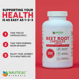 Beet Root Capsules - 1200mg Per Serving - 200 Beet Root Powder Capsules - Beetroot Powder Supports Blood Pressure, Athletic Performance, Digestive, Immune System (Pure, Non-GMO & Gluten Free