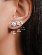 IMOLOVE Moissanite Stud Earrings with 0.6ct-3ct D Color Round Cut Lab Created Diamond Earrings in Sterling Silver with 18K White Gold Plated for Women Men-2