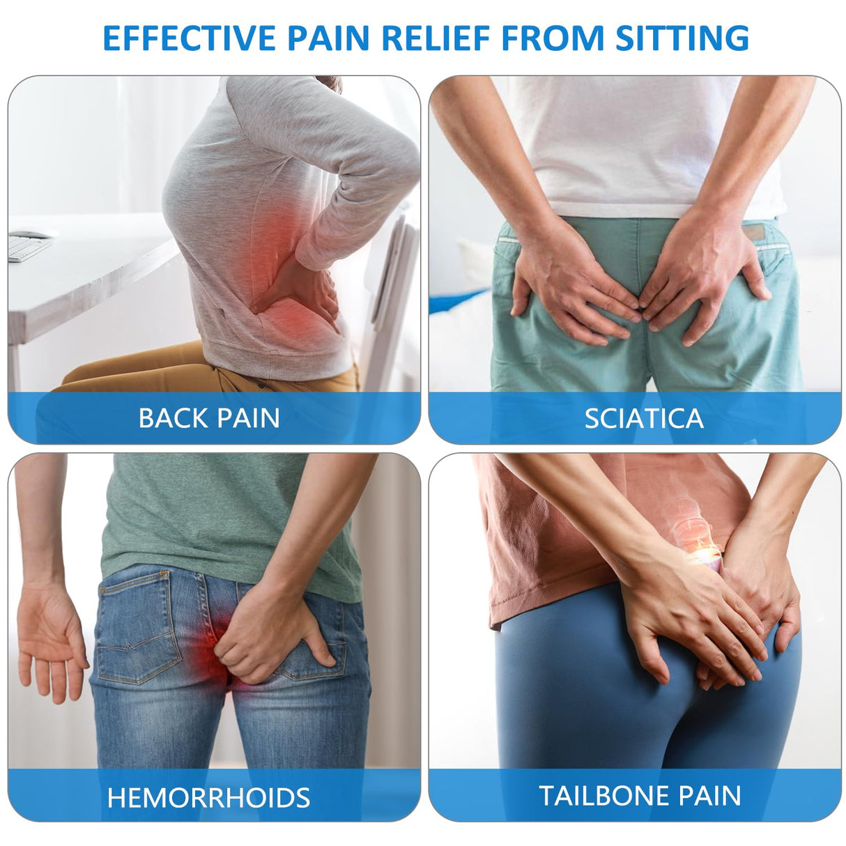 Donut Pillow for Tailbone Pain Relief and Hemorrhoid, Non-Slip Donut Cushion help relieve discomfort from Hemorrhoids, Surgery, and Postpartum , Ideal for Seat Cushions for both Home Office Chairs