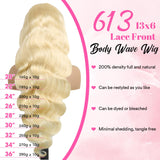 613 13x6 Lace Front Wig Human Hair 200 Density 32 Inch Blonde Wig Human Hair 613 HD Lace Frontal Wigs Human Hair 13x6 Body Wave Blonde Lace Front Wigs Human Hair Pre Plucked with Baby Hair for Women