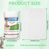 Breling 2 Pack Litter Box Scrubbing Wipes 120 Count Pets Cat Litter Box Cleaning Wipes Unscented Removes Stains Easily for Pet Cleaning Supplies