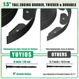 YUYIUS Landscape Edging Border - 1.5”x40’ Garden Edging Border with 40 Stakes, No Dig Lawn Edging for Landscaping for Garden Bed, Thickened Top Edge Flexible Flower Bed Border Edging for Outdoor