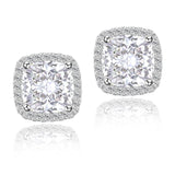 YOMELA White Square Cubic Zirconia Stud Earrings for Women