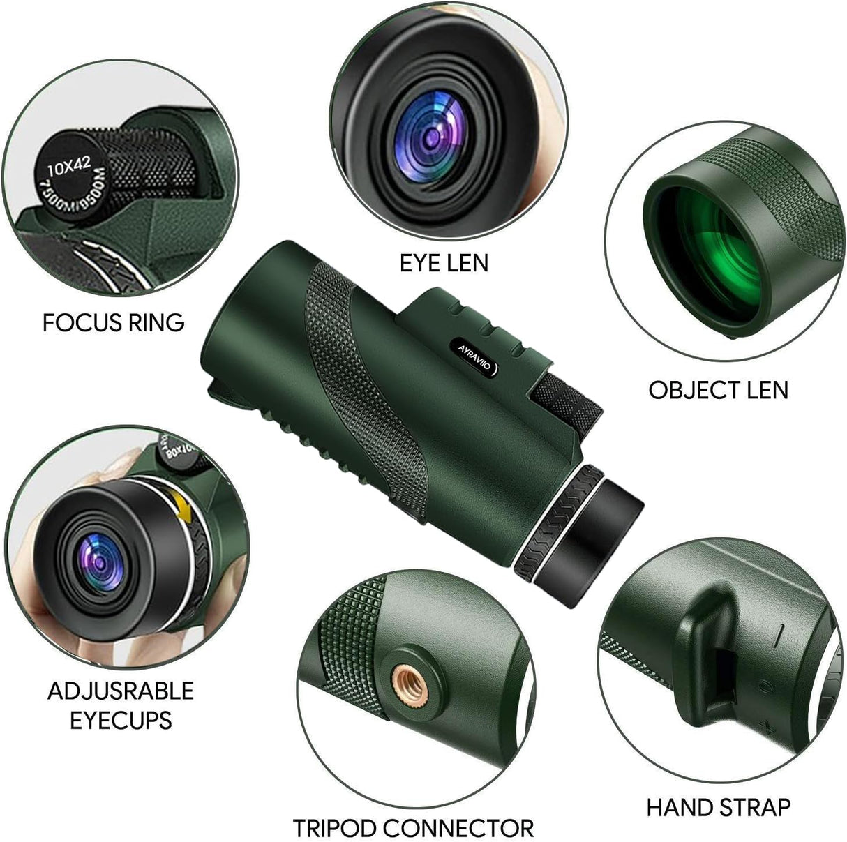 Birthday Gifts for Men Dad Him Husband Teen, 10x42 Compact Monocular Telescope, High Powered FMC & BAK4 Scope, Gifts for Christmas, Outdoors Survival Hiking Gear for Adventure