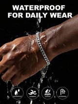 Stainless Steel Cuban Chain Bracelets for Men 5MM Silver Bracelet 7.5 Inch