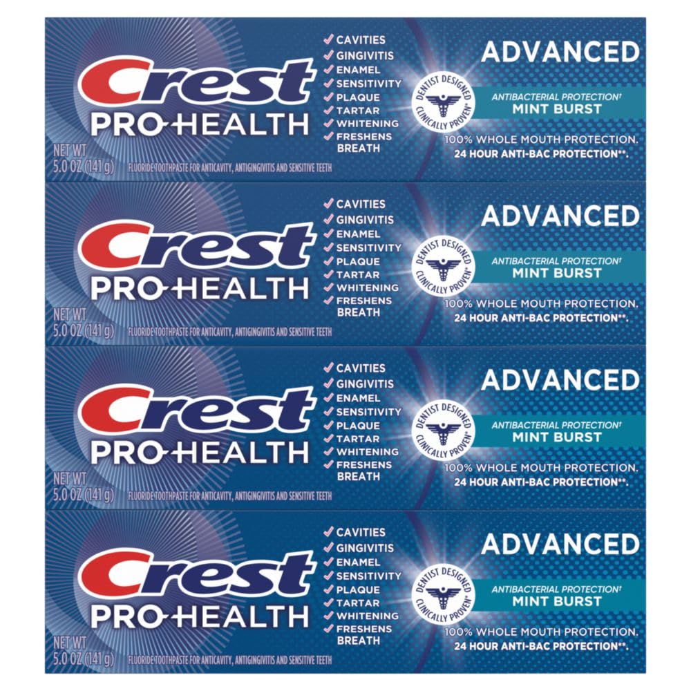Crest Pro-Health Advanced Antibacterial Protection Toothpaste - Pack of 4, 5 Oz Tubes