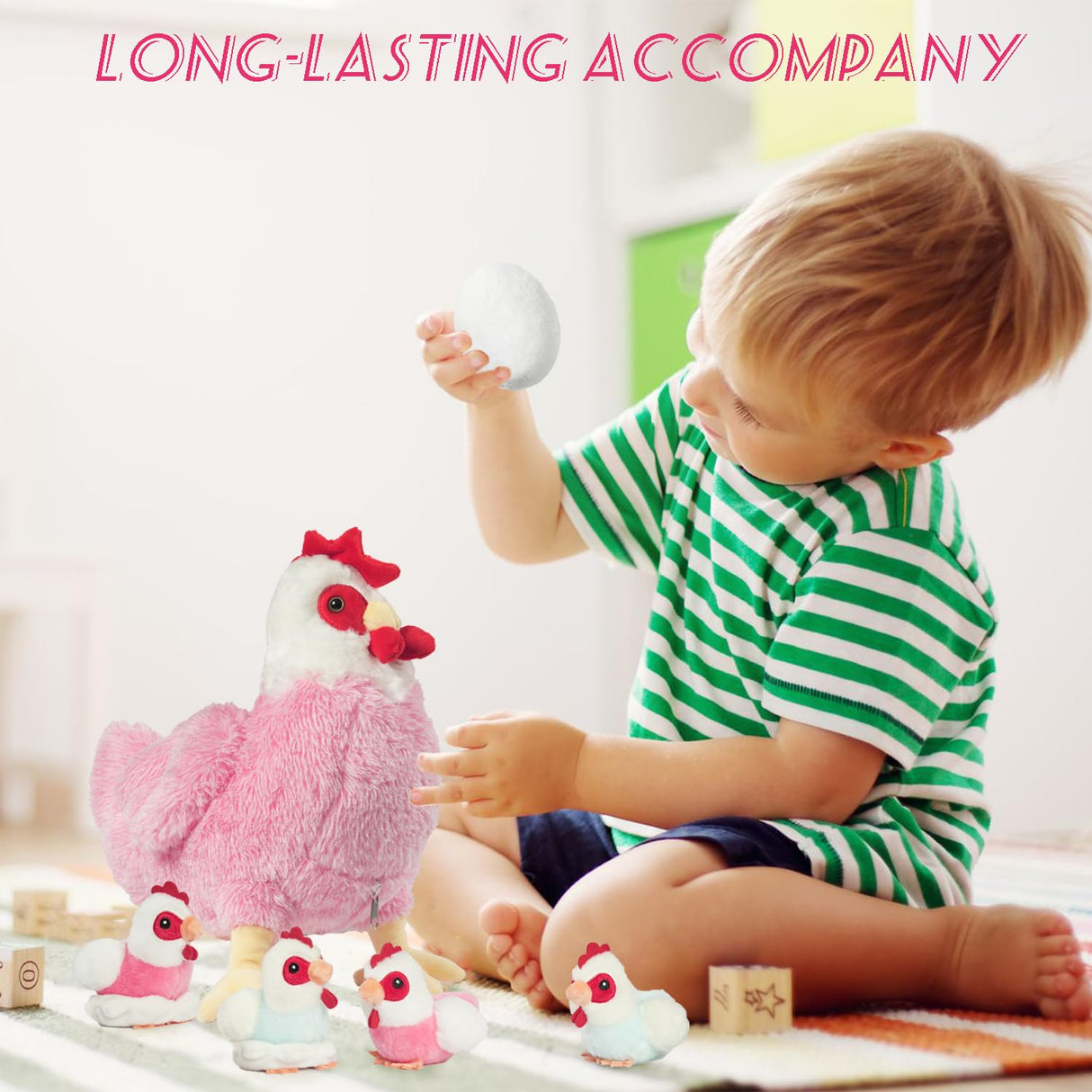 9 in 1 Chicken Stuffed Animal Set, Stuffed Chicken Toys for Kids Egg Laying Hen with Coop, Baby Chicks Plush Chickens and Eggs for Girls Kids Christmas Birthday Easter Gifts Farm Party Decor (Pink)