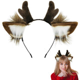 SIOTMERA Reindeer Antlers Headband, Realistic Deer Antlers Headbands Reindeer Ears Adults Christmas Party Birthday Makeup Cosplay, Reindeer Headband for Christmas Eve Costume Gift, Brown