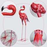 SUNREEK 2Pcs Flamingo Outdoor Statues, Metal Flamingo Yard Art Decor for Garden Home Patio Yard Display