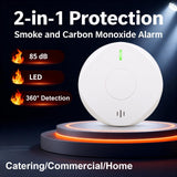 Smoke Detector Carbon Monoxide Detector Combo 10 Year Battery， 2 in 1 Smoke Detector, LED Warning Light Indicators, White, 1 Pack