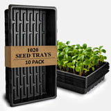10-Pack Heavy-Duty 1020 Seed Trays – Durable, Thick Plastic Flats for Seed Starting, Microgreens & Transplanting – Fits 7.3'' Humidity Dome and 4'' Planter (21" x 11", 2.76" Deep, No Drain Hole)