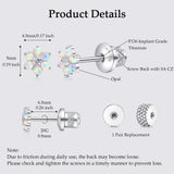 Limerencia Titanium Flat Back Screw Back Stud Earrings for Women Men