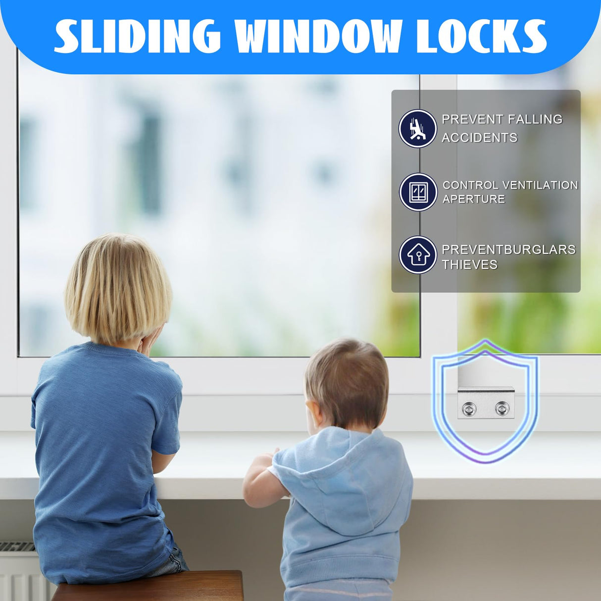 HYIEOU Sliding Window Locks (6 Sets), Secure Window Lock with Key, Window Locks for Up and Down Windows & Horizontal Sliding Windows, Adjustable Window Lock, Sturdy and Durable, Does Not Deform.