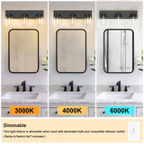 IZORRO Bathroom Vanity Light Fixture, 3-Light 22 Inch Matte Black Bathroom Light Fixtures Over Mirror, with Clear Glass Shade, Modern Farmhouse Vanity Lights, Rustic Restroom Lighting Fixtures