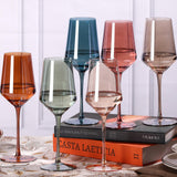 comfit Colored Wine Glasses Set of 6-15 oz Hand-blown Lead-free Crystal - Birthday Wedding Housewarming Christmas Gifts for Wine Lovers Women, Mom, Wife, Friend, Sister, Daughter