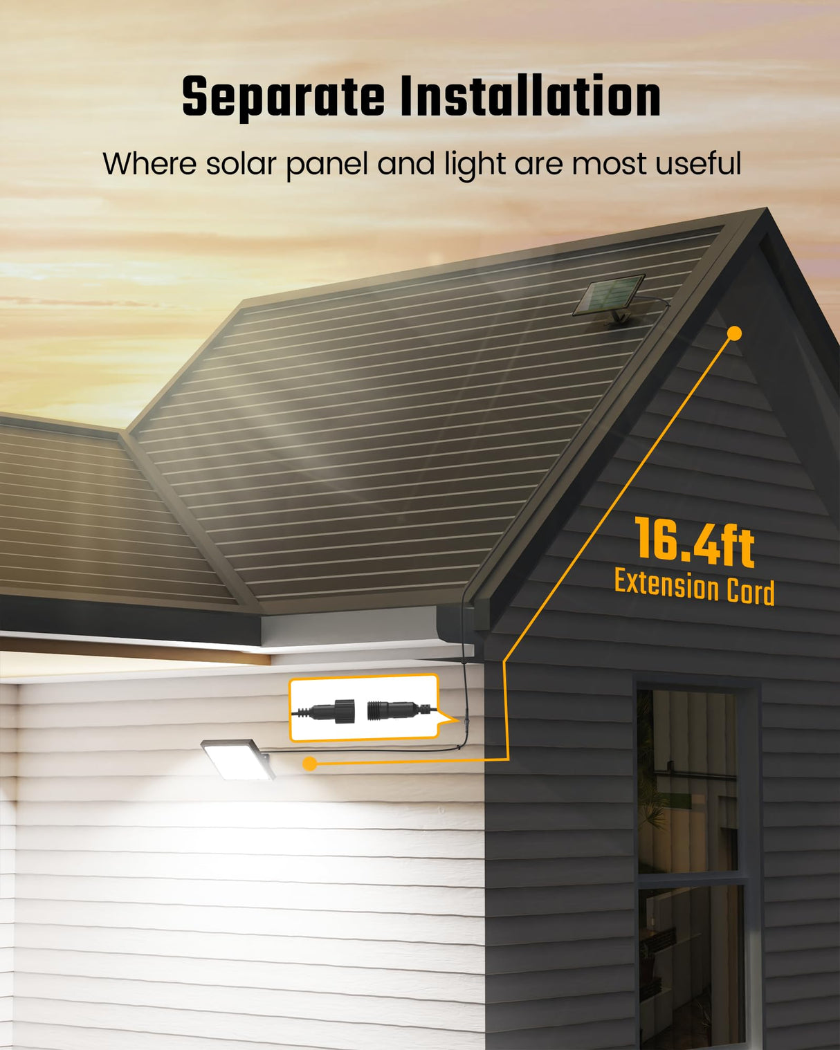 SUPERDANNY Solar Outdoor Flood Lights with 113 Bright LEDs, Motion Sensor Dusk to Dawn Outside Flood Lights with 16ft Cable IP65 Waterproof, Security Light for Garden Barn Porch 4 Pack