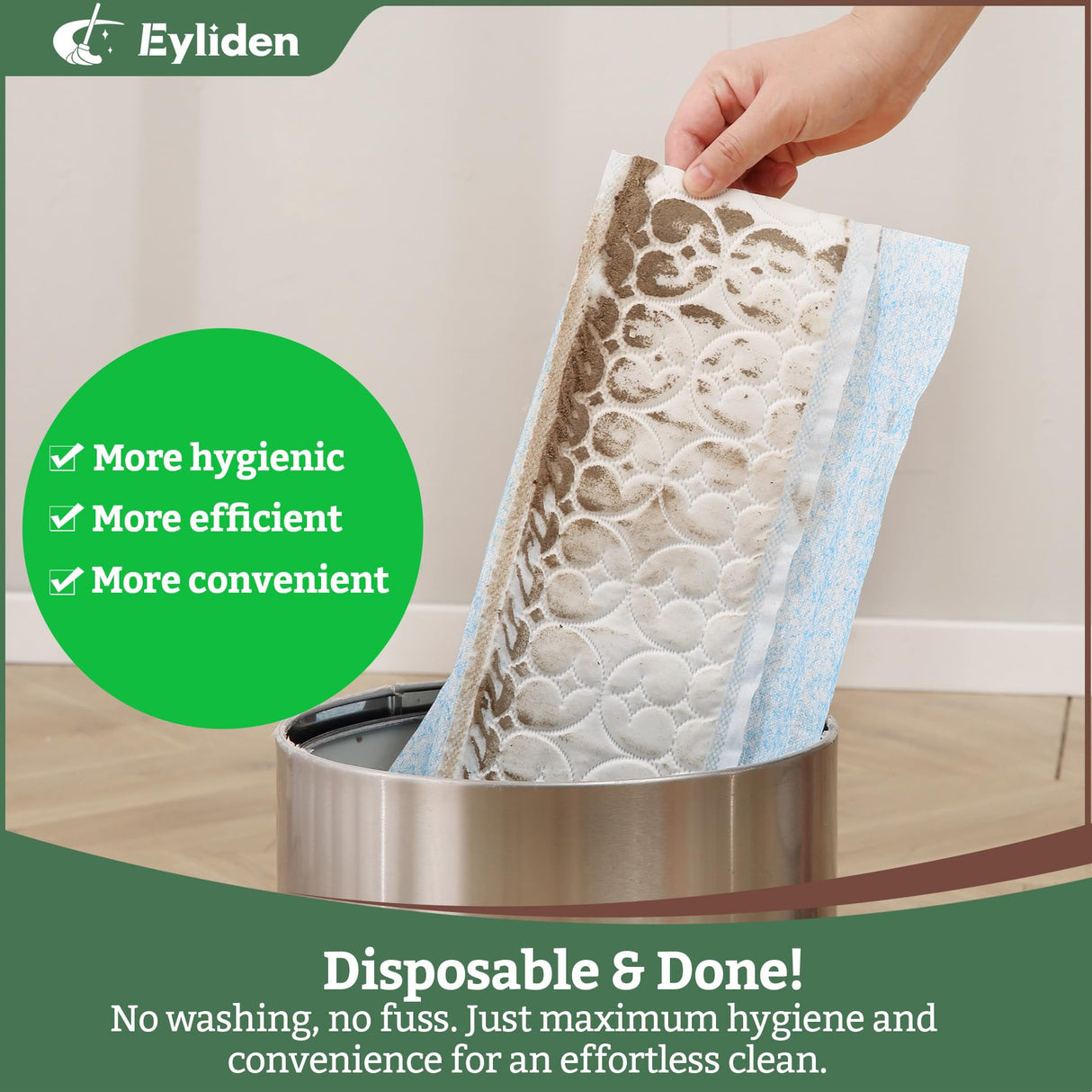 Eyliden 16.5" Large Sweeper Mop, 3 Types of 22 Disposable Dry & Wet Cloths