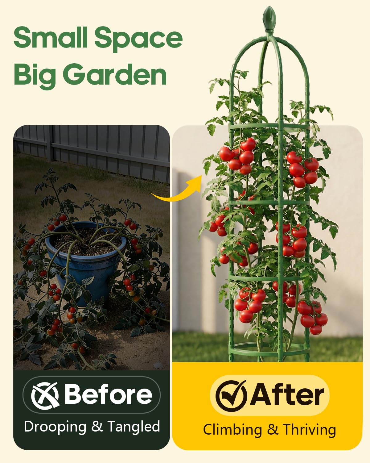 2 Pack 6.2ft High Adjustable Garden Trellis for Climbing Plants, Green