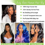 30 Inch Body Wave Lace Front Wigs Human Hair 13x6 HD Transparent Lace Front Wigs Human Hair Pre Plucked 180% Density Brazilian Virgin Hair Glueless Frontal Wigs Human Hair for Women Natural Black
