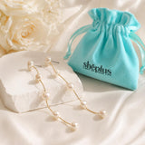 Freshwater Genuine Baroque White Pearl Dangle Earrings for Women