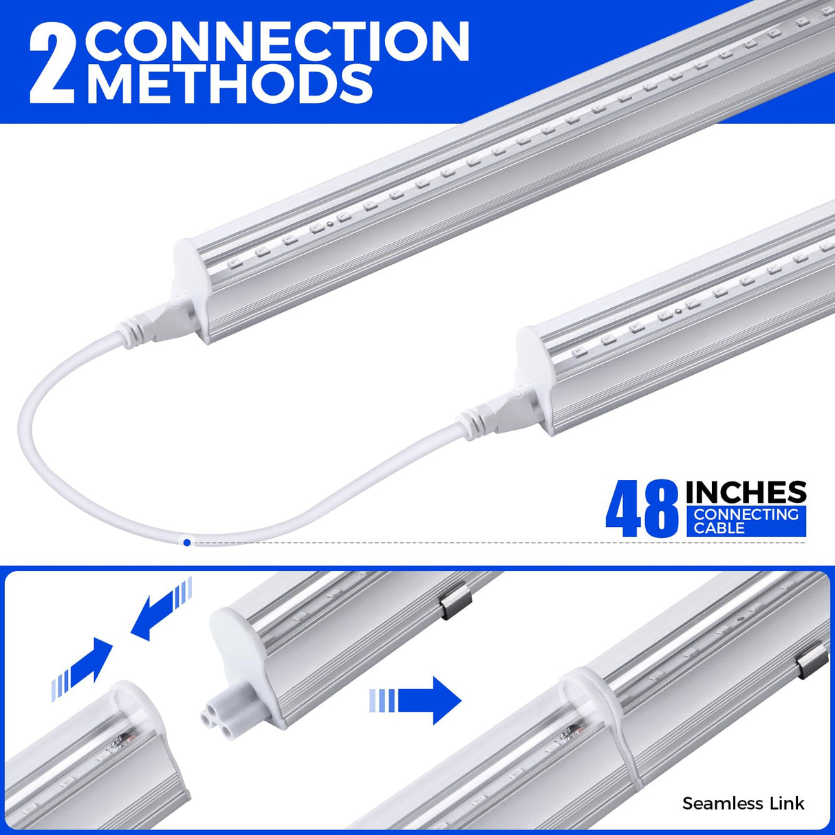 Barrina UV LED Blacklight Bar, 22W 4ft, T5 Integrated Bulb, Black Light Fixture for Blacklight Poster, Halloween Decorations and Christmas Party, Fun Atmosphere with Built-in on, Off Switch (4-Pack)