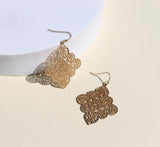 POMINA Floral Celtic Filigree Gold Tone Dangle Drop Earring Boho Fashion Geometirc Filigree Earrings for Women