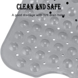 YINENN Bath and Shower Safety Mats 40x16 inch, Non Slip with Suction Cups for Bathroom Stall and Tub Floor, Extra Large and Machine Washable, Drain Holes Keep Bathtub Clean, Grey