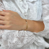 AHSIWC 14K Gold Bracelets for Women & Men Trendy Dainty 7mm Figaro Bracelet for Men Hypoallergenic Gold Chain Bracelet for Women Jewelry Gifts