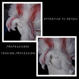 Wiggy Mermaid Okarun Cosplay Wig for Dan Da Dan Cosplay White Mixed Red Cosplay Wig with Wig Cap for Halloween Christmas Costume