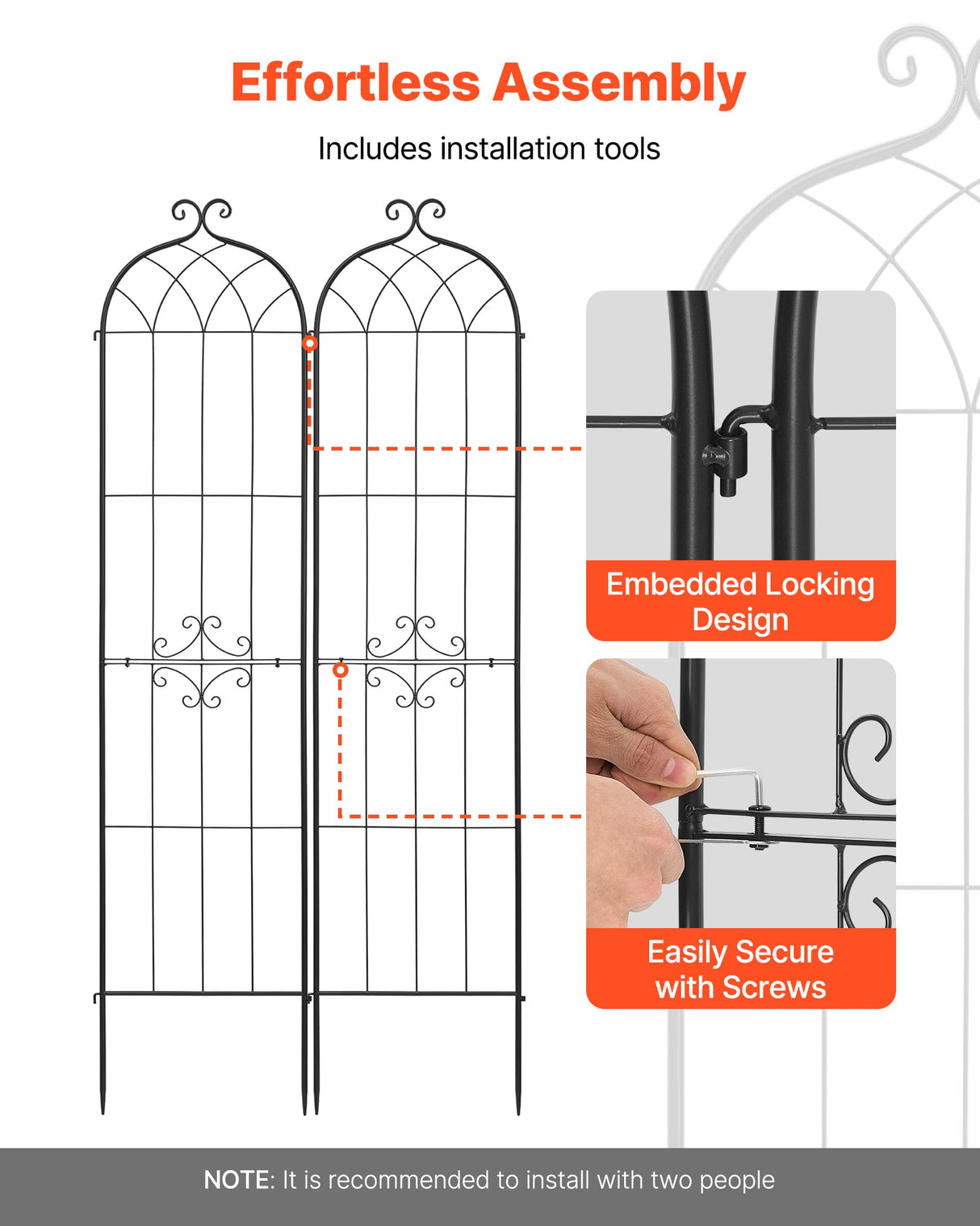 VEVOR 4 Packs Metal Garden Trellis for Climbing Plants Outdoor 87x21in, Rustproof Plant Tall Trellis for Rose Vine Flowers and Vegetables