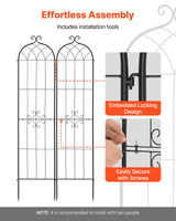 VEVOR 4 Packs Metal Garden Trellis for Climbing Plants Outdoor 87x21in, Rustproof Plant Tall Trellis for Rose Vine Flowers and Vegetables