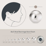 KEZEF 925 Sterling Silver Ball Stud Earrings for Women, 8mm