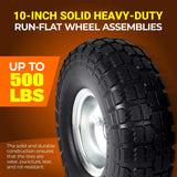 AR-PRO 10" Solid Tire and Wheel, Flat Free 4.10/3.50-4 Tire, 2-Pack