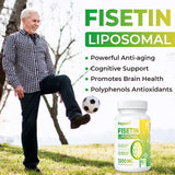 Kayseari Fisetin 1200mg Liposomal Fisetin Supplements 98% Pure Fisetin Polyphenols Antioxidants Immunity Health Aging Cognitive Support Non-GMO 60 Capsules