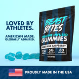 BEAST BITES - Creatine Gummies - 5g Creatine Monohydrate Per Serving - Low-Calorie & Vegan - Made in The USA - Blue Raspberry Flavor - 30 Servings