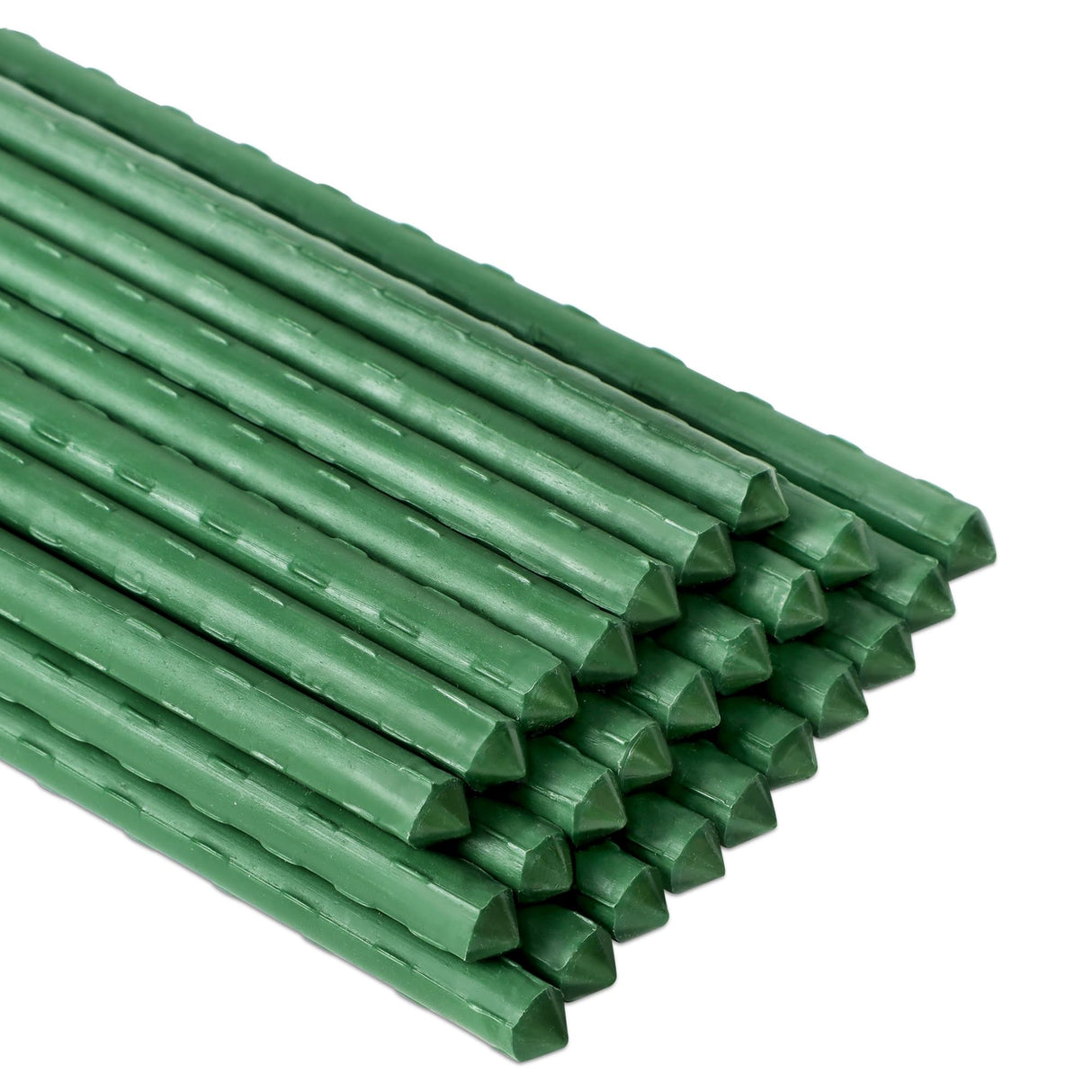 FORUP Garden Stakes, 25 Pack Steel Plant Stakes with Plastic Coating for Climbing Plants, Tomato Eggplant Bean Support, Rust-Resistant Outdoor Garden Stakes (58 Inch)