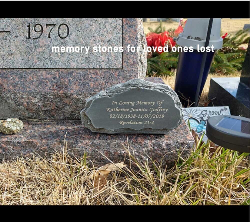 CUDMORERBE Personalized Garden Stones in Memory of Loved Ones, Engraved with Any Message Memorial Stones Gravestones Outside, Sympathy Memorial Gifts Funeral Gifts for Loved Ones Dad Mom Grandma