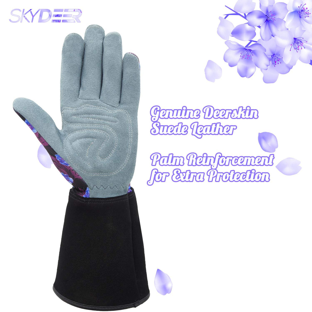 SKYDEER Women's Gardening Gloves - Genuine Deerskin Suede, Ultra-Soft Padded, Comfort Fit for Outdoor Work (SD6613LL/M)