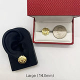 Unisex 14k Solid Gold Plated Brass Nugget Cookie Round Circle Stud Fashion Earrings Earrings 10mm/12mm/14mm For Men, Women (12mm (Diameter))