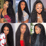 Deep Wave Lace Front Wigs Human Hair 180% Density Curly Lace Front Wig Human Hair 13x4 Lace Frontal Wigs for Black Women with Baby Hair and Special Designed Adjustable Straps (Deep Wave Wig, 24 Inch)