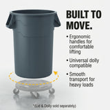 Kleen Commercial Gray Brute 44 Gallon Heavy Duty Round Trash Can/Utility Container/Garbage Container/Landscapers/Construction Sites/Restaurants/Offices/Warehouses, Made in The USA (2 Pack)