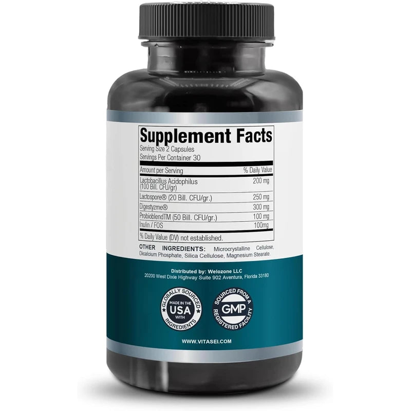 Happy Flora, Probiotic Supplement 170 Billion CFU for a Healthy Gut Health with enzymes for Digestion, probiotics for Women and Men, 1 Bottle - 60 Capsules