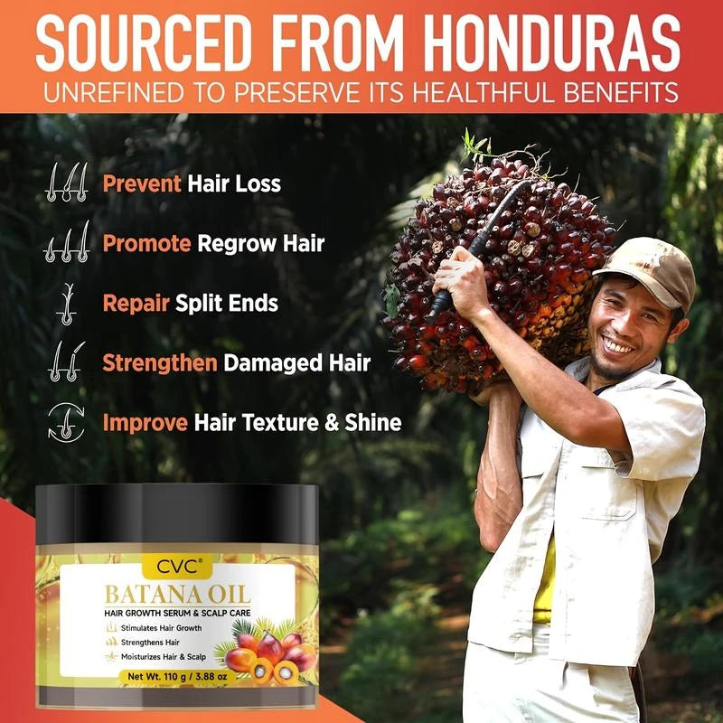 CVC Unrefined Organic Batana Oil | 100% Pure & Natural | Promotes Hair Growth & Moisture | 3.88 OZ - Specification: Default