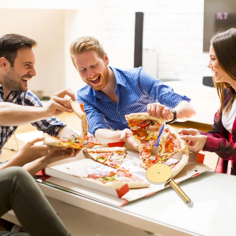 Berglander Pizza Wheel, Gold Titanium Plating Stainless Steel Pizza Cutter, Super Sharp Pizza Slicer With Titanium Gold Plating, Pastry Cutter, Easy to Clean And Stored