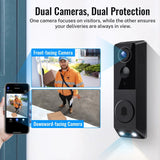 FISHBOT Security Video Doorbell, Dual Cameras with Delivery Guard, 1080p Full HD and Color Night Vision, Intelligent AI Detection, Two-Way Audio, 2.4GHz Wi-Fi Support, Cloud Storage (Sold seperately)