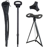 Cane with Seat 2-in-1 Portable Walking Stick with Seat for Men & Women Folding Lightweight Sturdy Tripod Cane Foldable Stool Mobility Aid Crutch Chair with Travel Bag for Elderly, Seniors & Handicap