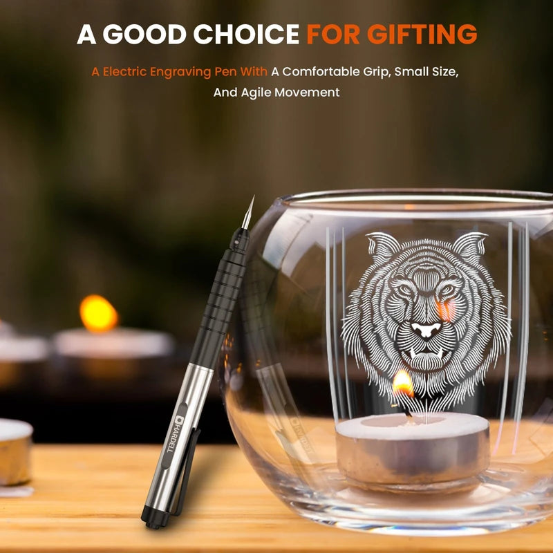 HARDELL Engraving Pen, Rechargeable Mini Engraver Pen with 10 Rotating Grinding Heads, Cordless Portable Electric Micro Engraving Pen for Jewelry, Glass, Wood, Stone, Metal & DIY