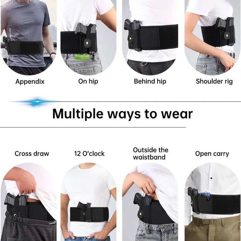 Aomago Belly Band Holster for Concealed Carry-Gun Holster for Women & Men Fits Glock, Smith Wesson, Taurus, Ruger, and More-Breathable Neoprene Waistband Holster for Most Pistols and Revolvers